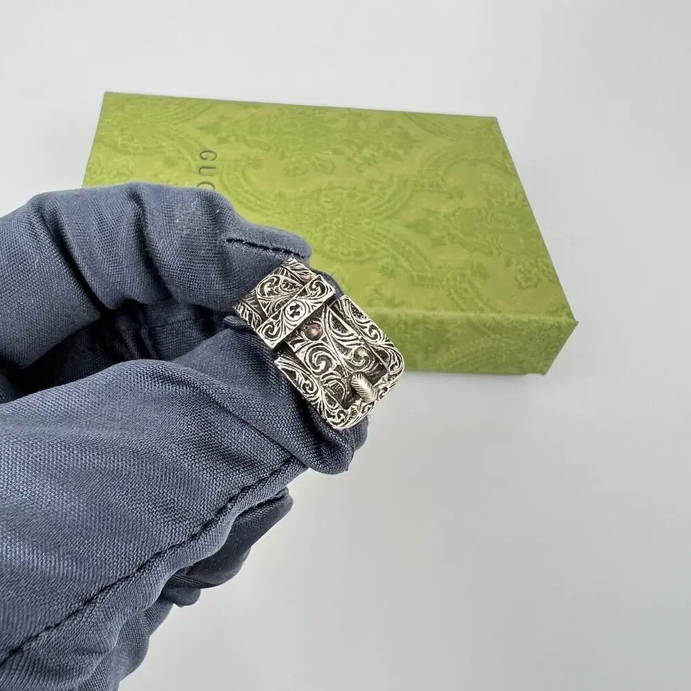 NIB Gucci Sterling Silver Garden Ring Size 10 - Picture 3 of 14